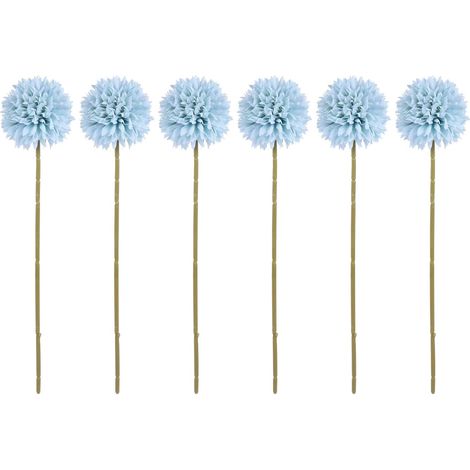 Flor de diente de león, bulbo artificial, bola, seda, hortensias, arbustos, matas de plástico, planta para novia, boda, ramo, jardín, decoración (azul) (1/5)