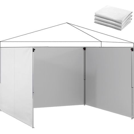 Lot de 3 parois latérales pour tonnelle de 3 x 3 m, Panneaux Latéraux pour pavillon, fermeture éclair tissu Oxford blanc