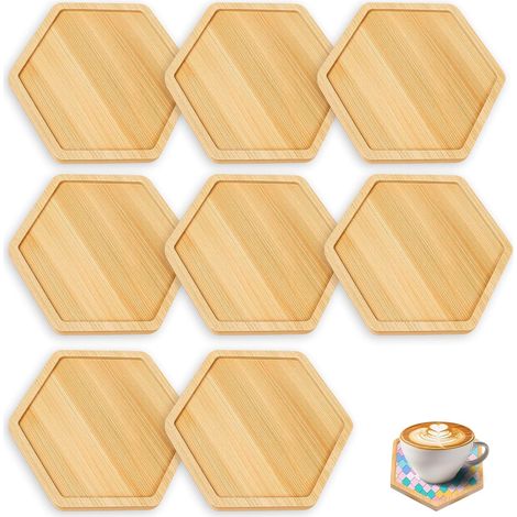 Lot de 8 Sous-verres en Bambou, Forme Hexagonale, Kit Mosaïque Bricolage, Décoration Bougie, Salon Jardin