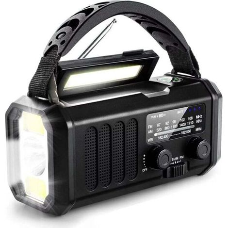 Emergency Weather Radio FM/AM/, Portable Hand Crank, Flashlight, 10000 MAh Solar Powered for Outdoor Camping (1/4)