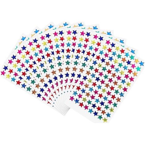 Packung mit 960 glänzenden Sternenaufklebern, 1 cm, verschiedene Farben, NUOLUX-Aufkleber. Ideal als Belohnung für Kinder, Schüler und Lehrer. (1/2)
