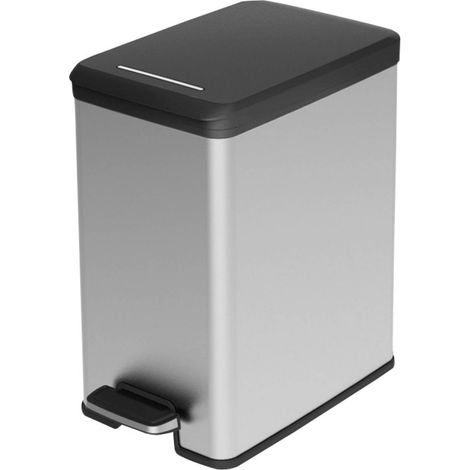 [GEBRAUCHT] B-Ware Curver Mülleimer Abfalleimer 25l Silber Schwarz Pedal Mülleimer 250x450x420mm (1/2)