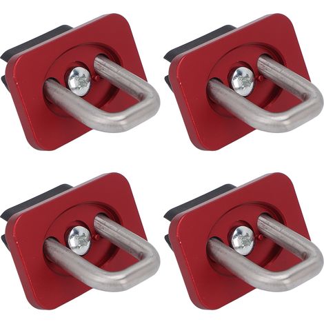 Lot de 4 fixations d'arrimage pour benne de camion, résistance 454 kg (1000 lb), acier inoxydable rouge, remplacement compatible Chevy Silverado 2007-2021. (1/5)