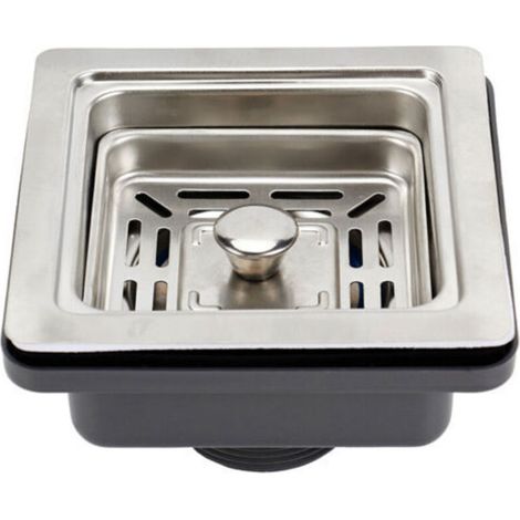 (5.6cm)Égouttoir carré en acier inoxydable pour évier de cuisine, maison, bouchon anti-blocage en maille (1/5)