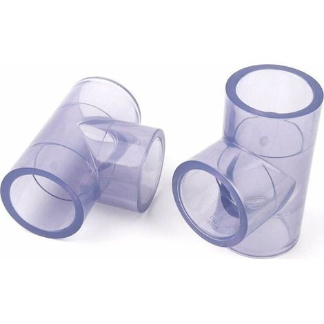 Conectores en T de PVC transparente de 40 mm de diámetro interior para tuberías de riego de jardín, acuarios, peceras, herramientas de bricolaje, juntas de tubería iguales, 2 unidades (1/5)