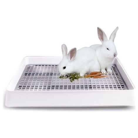 Bac à litière pour lapin surdimensionné avec grille bac à litière pour chat en cage bac à litière pour lapin surdimensionné 5746.7.8cm (1/5)