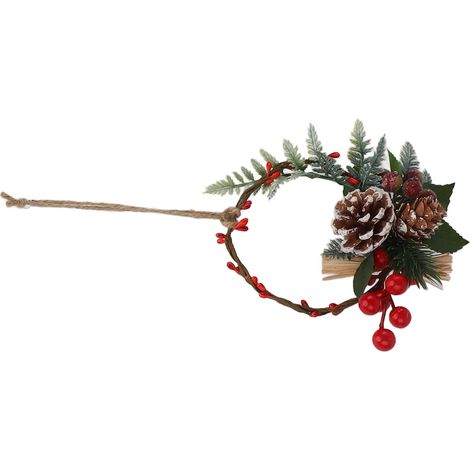 Couronne ornementale suspendue de Noël fabriquée à la main originale cône de pin déco murale pour anniversaire fête décor intérieur 6120 (1/5)