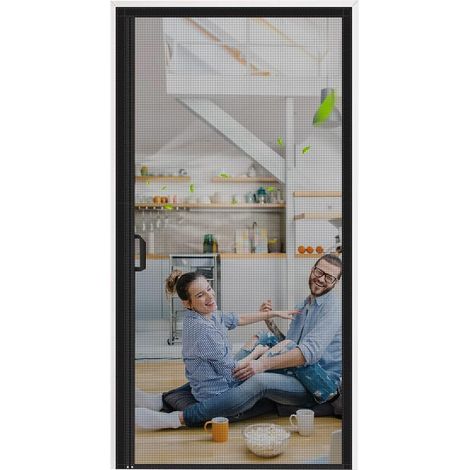 Moustiquaire magnétique noire 120x210cm, ouverture latérale, adaptée aux portes de balcon, de salon et de patio (1/3)