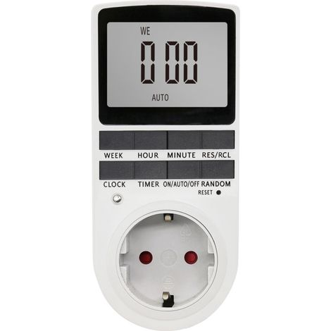 Prise minuterie numérique, minuterie électronique numérique avec écran LCD, minuterie programmable enfichable, prise électronique intelligente à économie d'énergie (1/5)
