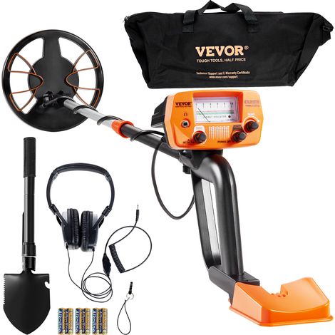 VEVOR Metalldetektor Kit für Erwachsene Multifunktionaler Profi-Detektor mit 2 Modi Metallsuchgerät wasserdichte 20,3cm Spule für Größere Tiefe, mit Schaufel und Tragetasche