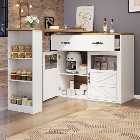 Tisch Esstisch drehbar 138 204 cm MDF Weiß mit Stauraum OKMYHOME (1/5)