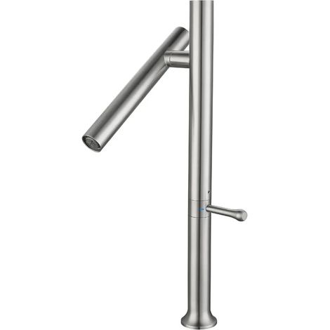 Robinet d'évier de cuisine (argenté) en acier inoxydable 304, mitigeur eau chaude/eau froide (1/5)