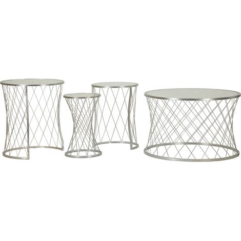 NOAH SILBER-TISCH-SET 4-TEILIG CM Ø 70X45-47X54,5-36x50-28x45 (1/5)
