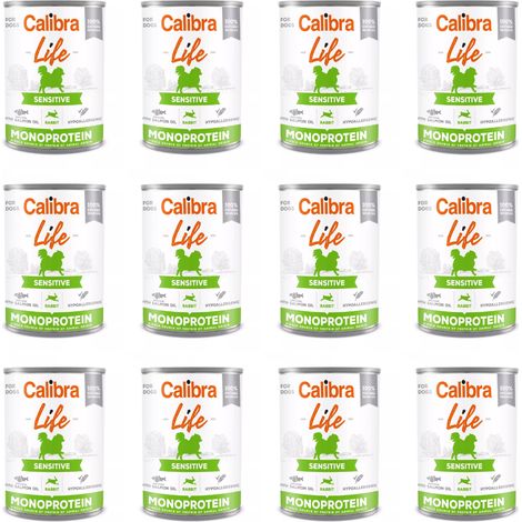 Alimento húmedo para perros CALIBRA LIFE Sensitive conejo 12 x 400 g (1/4)
