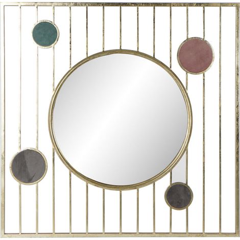 DKD Home Decor Miroir mural rose doré design cercles (1/3)