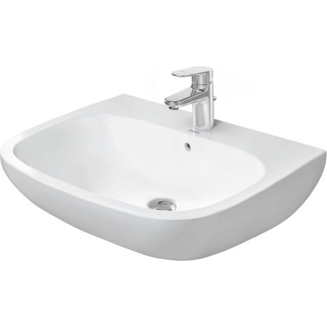 Duravit Waschtisch D-Code 65x50cm, m HL, ÜL, Hahnlochbank, weiß