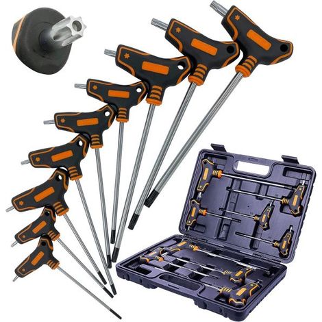 SET KIT 16 PZ CHIAVI CHIAVE A T ESAGONALI e TORX LUNGHE + VALIGETTA CASSETTA