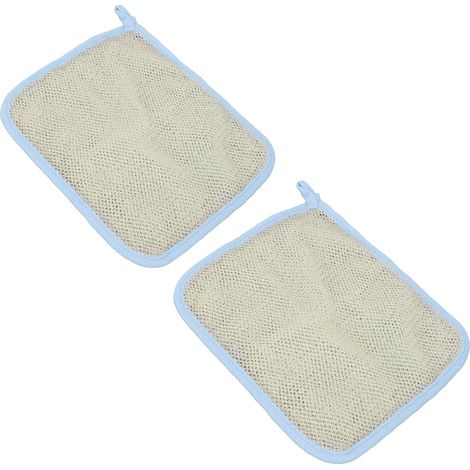 Lot 2 Gants de Gommage en Nylon Mailles Fines Double Face Exfoliant Nettoyant Profond Corps et Visage Bleu (1/5)