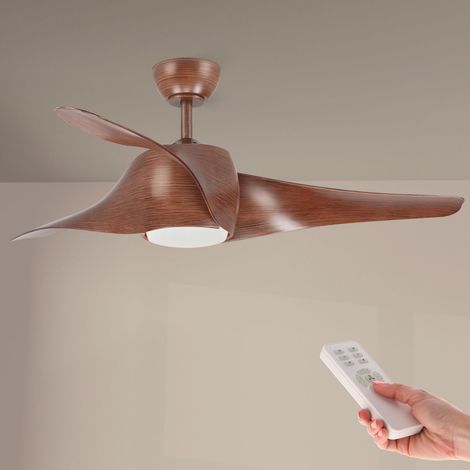 Ventilateur de Plafond Led en Bois avec Lumière et Télécommande, Faible Consommation, moteur DC, 8 vitesses, Silencieux, 3 Pales, mode hiver-été, LM8081 (1/5)