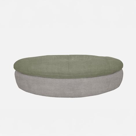 Ovaler Oversize-Pouf für Wohnzimmer, hellgrau, Design Adamello - Dunkel Grün (1/4)