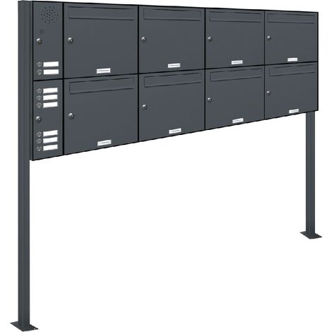 8er Briefkasten Standanlage Freistehend RAL 7016 Anthrazit Klingel (1/5)