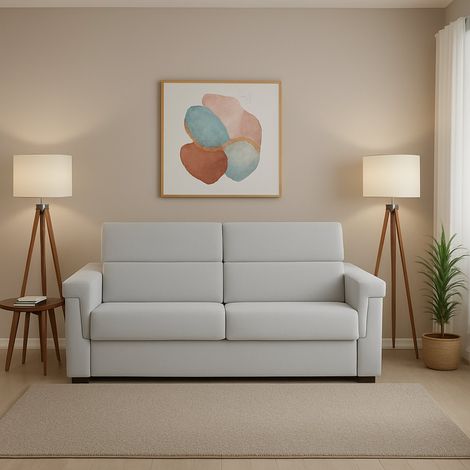 Dmora - Sofá cama 2 plazas Prospera, Sofá convertible para salón, acolchado, desenfundable, calidad 100% Made in Italy, 185x95 h100 cm, Gris claro (1/5)