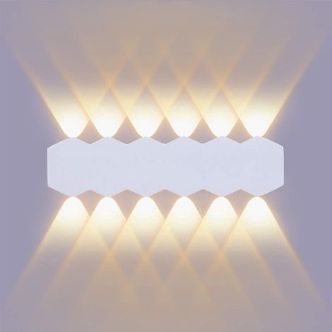 Applique murale LED 12 W 31 cm pour intérieur, éclairage blanc moderne, spot haut/bas, boîtier en aluminium, lumière blanc chaud 3000 K (1/5)