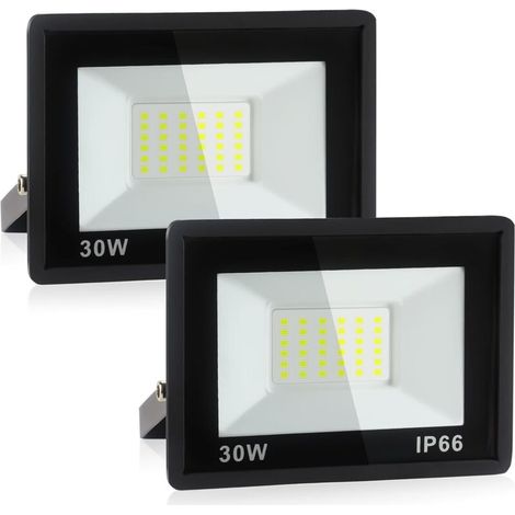 Projecteur LED extérieur étanche 30 W – Boîtier aluminium, tension large 100–265 V, haute luminosité, lot de 2