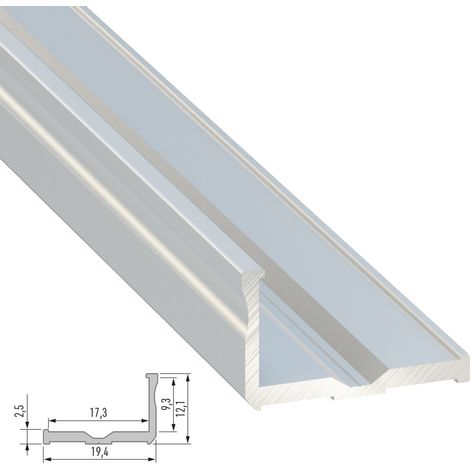 Perfíl Aluminio Tipo E 2,02M - Anodizado Plata