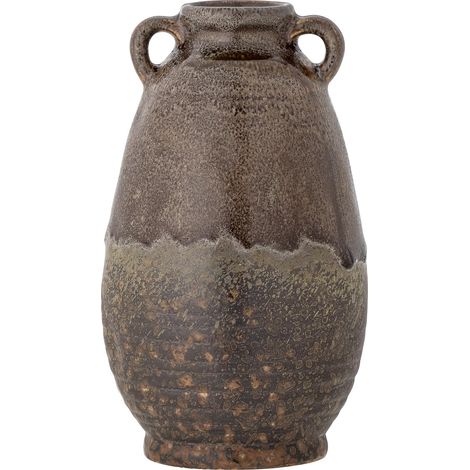 Vase en grès Peint à la Main avec Petites poignées, imperméable, Marron, diamètre : 9,5 cm, Hauteur : 16 cm (1/5)