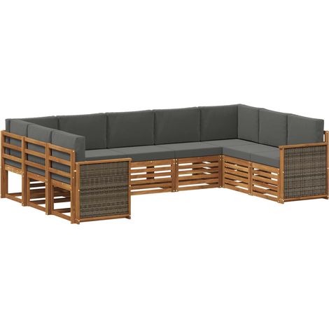 Set di divani da esterno 9 pz 9-Posti Naturale e Antracite vidaXL (1/5)