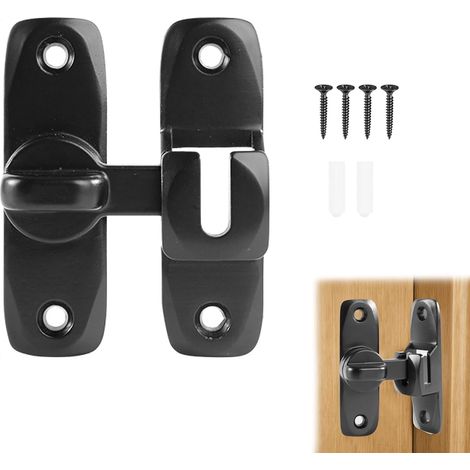 1 verrou de porte coulissante à 90/180 degrés pour protéger l'intimité   Loquet de porte coulissante de sécurité noir pour grange, jardin, salle de bain, garage, fenêtre, etc