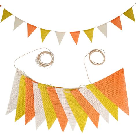 Guirlande En Tissu - Fanions Triangulaires En Jute - Décoration Intérieure Et Extérieure Pour Fête Anniversaire Mariage Noël Jardin - 12 Pièces (1/5)