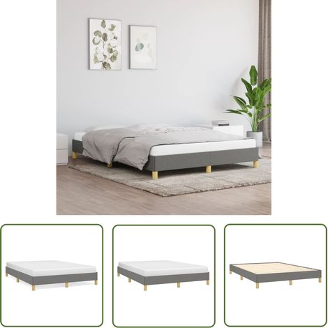 The Living Store Bettgestell ohne Matratze Dunkelgrau 140x200 cm Stoff - Bettrahmen - Doppelbett - Boxspringbetten - Lattenrost - Schlafzimmermöbel (1/5)
