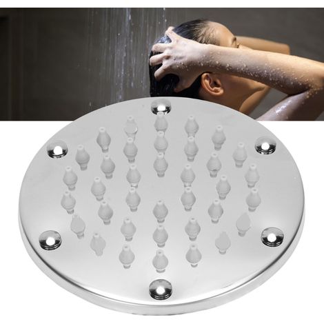 Cabezal de ducha fijo universal cromado de 10,5 cm (4 pulgadas) con función anti-obstrucción, diseño minimalista que ahorra agua y fácil instalación. (1/5)