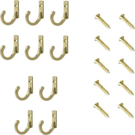 Set di 10 ganci da parete robusti per porta della cucina, bagno, vestiti, accappatoi, asciugamani, cappelli, chiavi (dorato) (1/5)