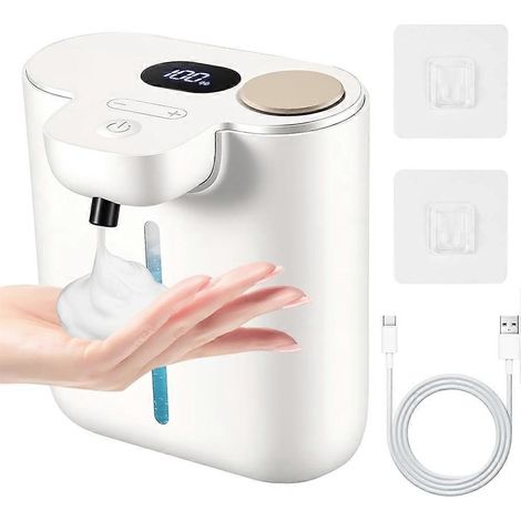 Distributeur de savon automatique, distributeur de savon moussant sans contact, distributeur intelligent rechargeable mural de 500 ml (1/5)