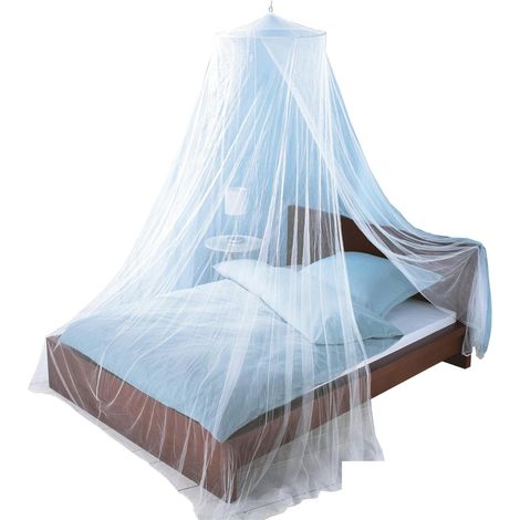 Moustiquaire, Auvent de lit pour lits jumeaux à king size, élégant dôme en filet pour lits jumeaux à king size, Diamètre du dôme : 60cm, Bleu Clair