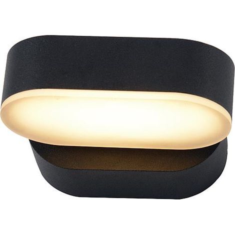 lampe exterieure LED 7,5W, 340° rotatif, oval, IP54, noir matt (1/4)