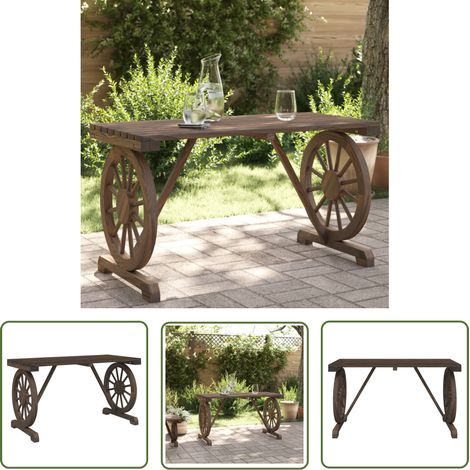 The Living Store Table de jardin 115x55x65 cm bois de sapin massif - Table De Jardin - Table Extérieure - Mobilier De Jardin - Table En Bois - Table Ronde (1/5)
