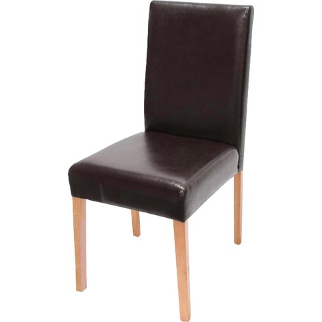 Silla comedor cocina en cuero marrón, patas de madera clara, estilo moderno 040002330