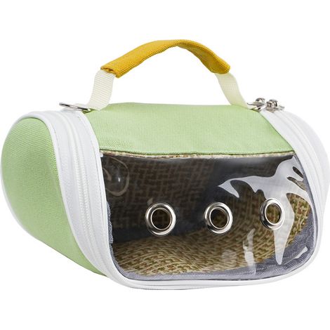Borsa da viaggio portatile per uccelli - Gabbia da viaggio trasparente e traspirante per piccoli pappagalli, borsa da trasporto pieghevole e leggera per uccelli con tasca laterale (1/4)