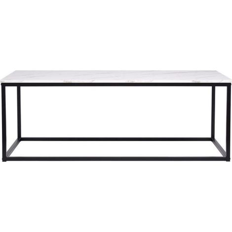 Table basse rectangulaire - décor marbre piètement métal noir - L 120 x P 60 x H 43 cm - MABLE (1/5)