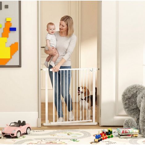 Puerta de seguridad para niños y mascotas 76 x 76 cm, cierre automático blanco HAVRYA (1/3)