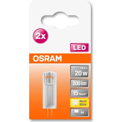 LED PIN 12 V Lot de 2 x Ampoule LED Culot G4, 1,80W = 20W équivalent incandescent Blanc chaud 2700K (1/5)
