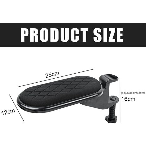 Repose Bras, Accoudoir pour Bureau, Repose-Poignet Réglable pour Bras, Support de bras d'ordinateur Repose Poignet Ergonomique, Réglable à 180 ° Convient pour la maison et le Bureau, Noir (1/4)