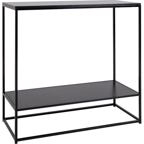 HARALD - Console Acier Noir et Plateau Aspect Bois Noir (1/5)