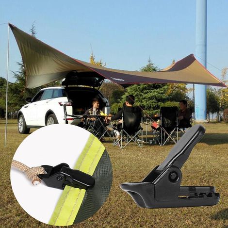 10 Agrafes de Tente pour Camping, Pinces de Fixation Bâche Résistantes, Accessoires de Serrage pour Toile de Tente