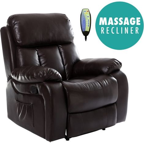 CHESTER BROWN REAL LEATHER RECLINER ARMCHAIR (1/5)