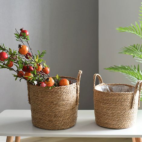 Panier de Plantes en Fibre Naturelle avec Anse pour Intérieur, Décoration de Mariage et Rangement Jouets
